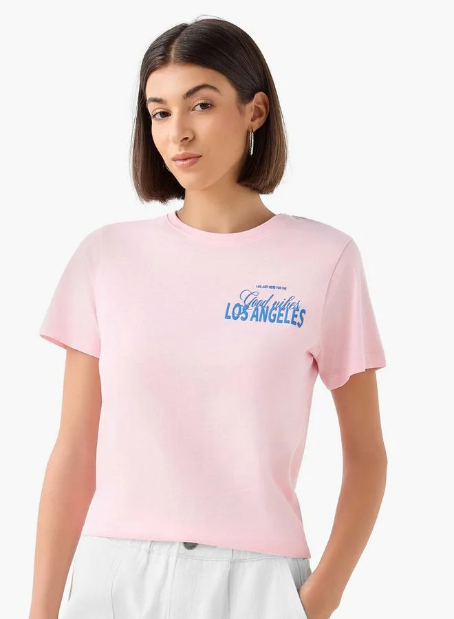 Splash FAV Varsity Los Angeles Print Cotton T shirt