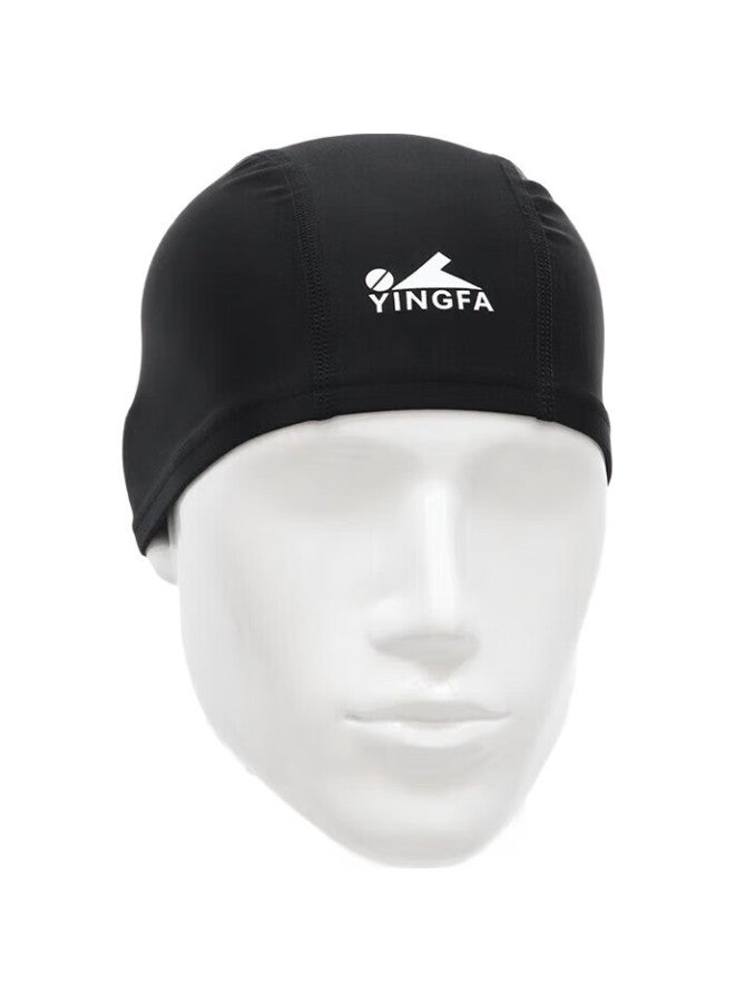 YINGFA Swim Cap, Fabric Swimming Cap For Adults, Professional Non-Binding, Nylon And Spandex Swim Cap, Black - Image 2