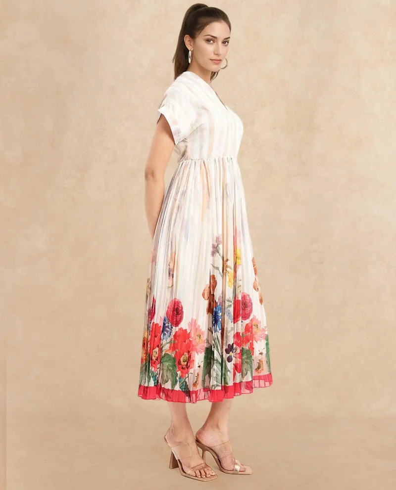 Rareism Women's Floral Flare Midi Dress
