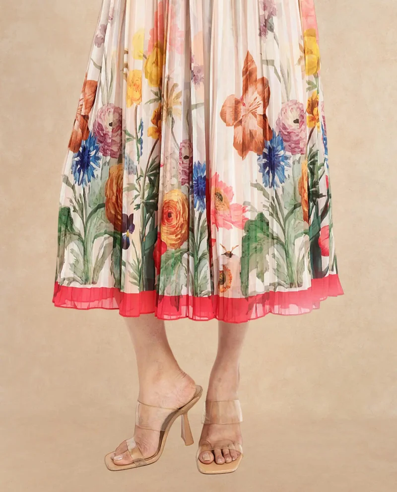 Rareism Women's Floral Flare Midi Dress