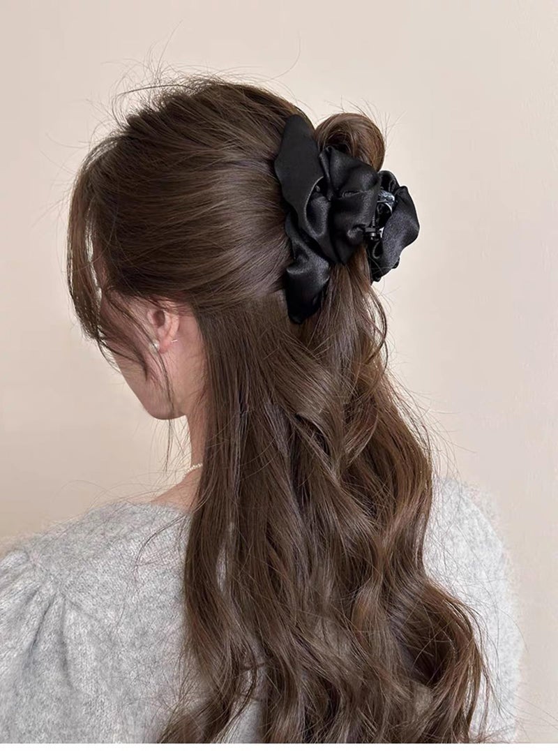 Agirlvct Silk Hair Clip for Women,Hair Claw Clips High Cranial Crest,4.7â€ Large Banana Jaw Clip Strong Hold, Hair Barrettes Accessories Birthday Wedding Valentine's Day Gift for Girls Thick (3PCS) - Image 3