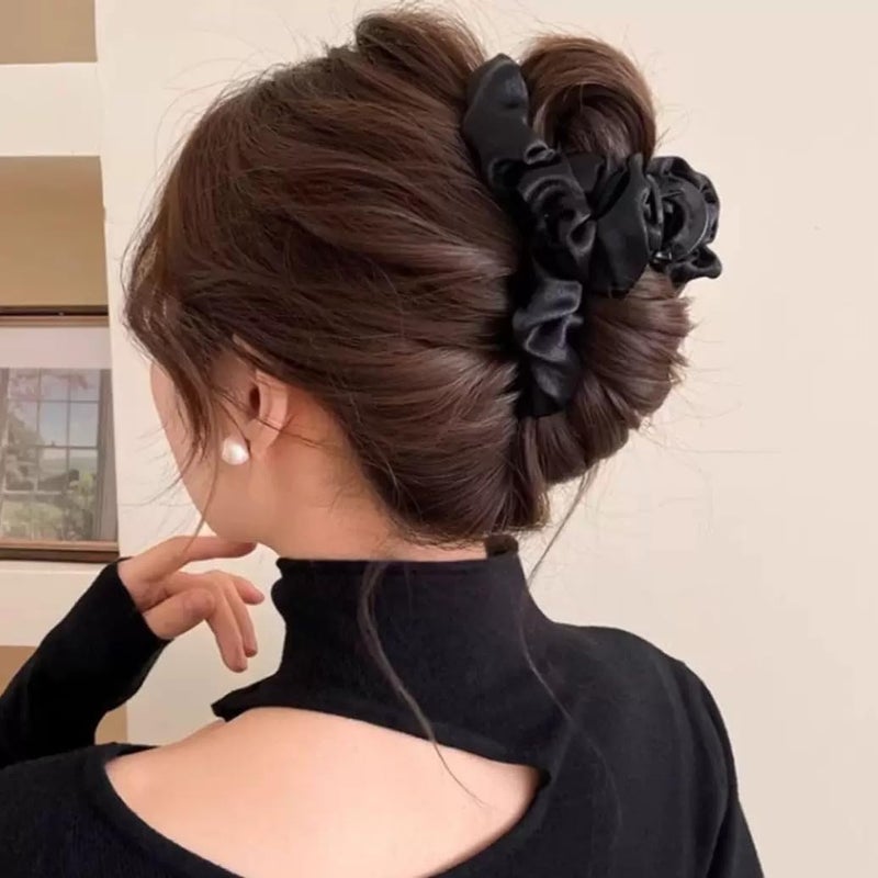 Agirlvct Silk Hair Clip for Women,Hair Claw Clips High Cranial Crest,4.7â€ Large Banana Jaw Clip Strong Hold, Hair Barrettes Accessories Birthday Wedding Valentine's Day Gift for Girls Thick (3PCS) - Image 4