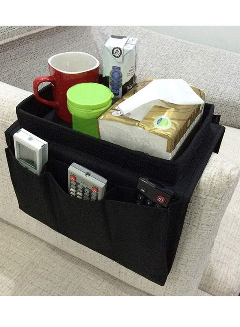LAMAY Sofa Armrest Organizer with Cup Holder Tray Chair Arm TV Remote Holder for Recliner Couch Armchair Caddy Bedside Storage Pockets Bag,grey - Image 3