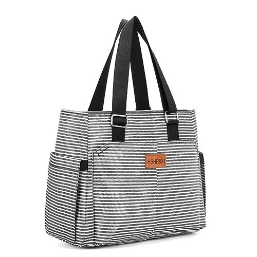 HSHRICH Large Women Lunch Bags for Work/Insulated Adult Lunch Box for Women/Leakproof Cooler Lunch Tote Bag with Storage Pocket. Reusable Lunch Cooler Purse for Work Picnic Hiking 14L, Stripe - Image 1