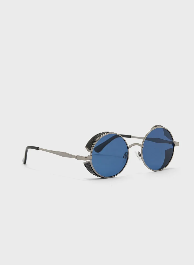 Seventy Five Polarized Lens Round Steam Punk Sunglasses