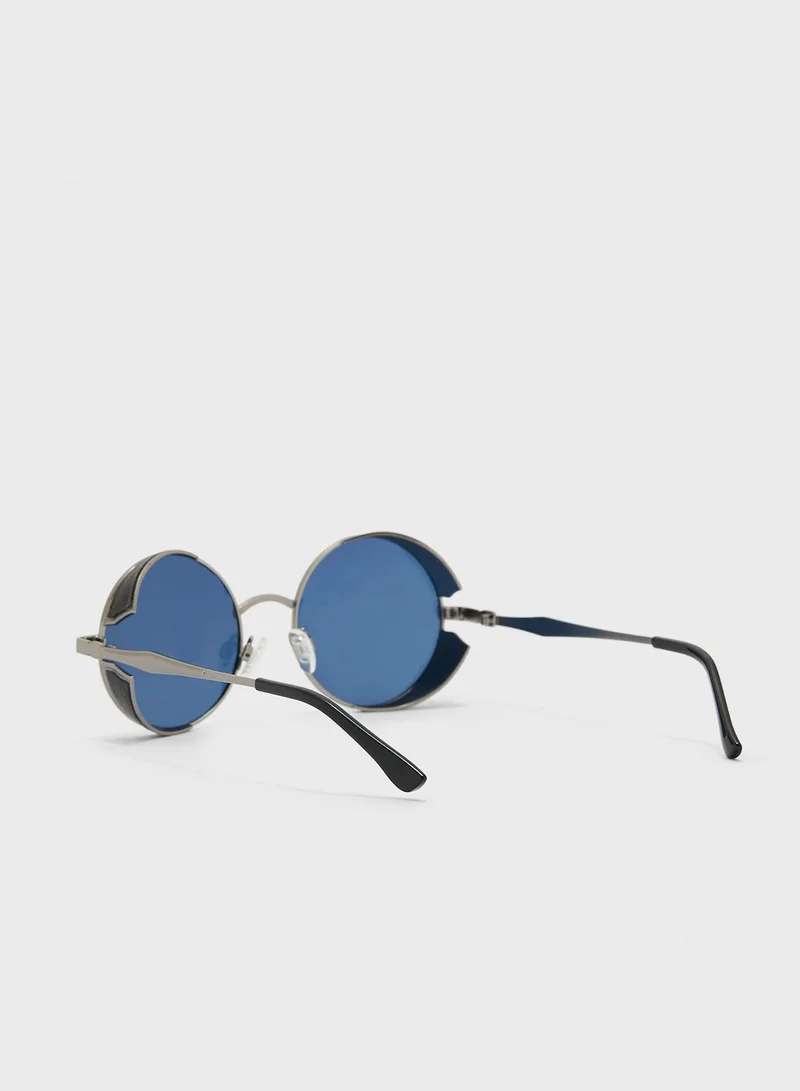 Seventy Five Polarized Lens Round Steam Punk Sunglasses