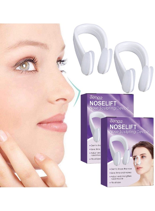 إيلهو جهاز تشكيل الأنف برفع الأنف 2 قطعة، مشبك مصحح لرافعة الأنف، مصحح لتقويم جسر الأنف، أداة نحّت الأنف للأنوف العريضة، تمنحك مظهراً أكثر ثباتاً وشباباً، مريح وسهل الاستخدام - Image 1