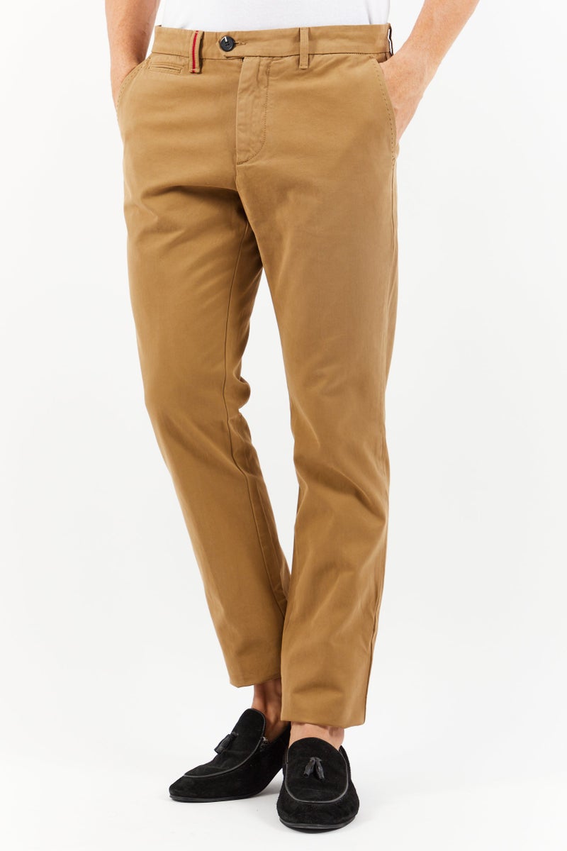 Scuderia Ferrari Men Regular Fit Solid Chino Pants, Tan  - Image 1