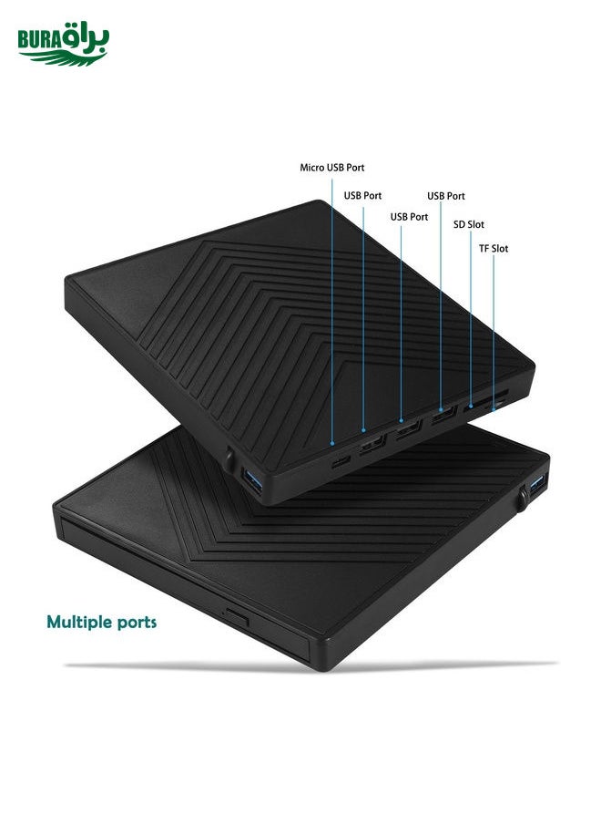 BURAQ 6-in-1 CD and DVD Recorder External USB 3.0 Optical Drive  - Image 2