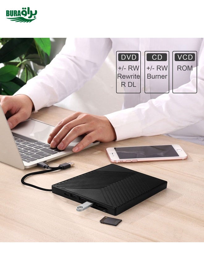 BURAQ 6-in-1 CD and DVD Recorder External USB 3.0 Optical Drive  - Image 5