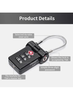 Y&D SYOSI 2 Pcs TSA Luggage Locks, 3 Digit Combination Padlock for Suitcase Zipper, Password Lock Travel Suitcases Bag Case (Black)  - Image 4