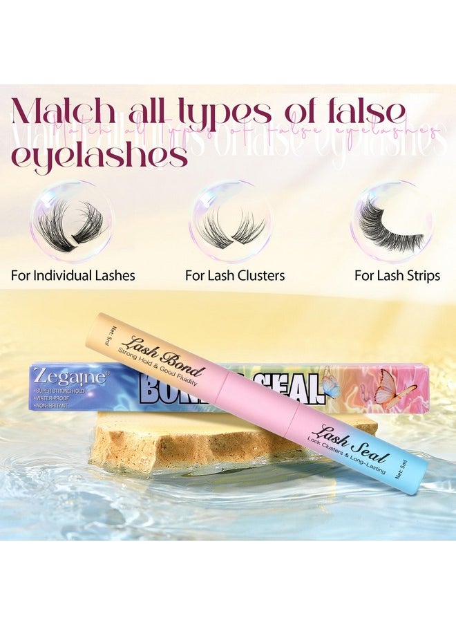 Zegaine - Lash Bond and Seal Lash Glue For Eyelash Clusters Glue Waterproof Long Lasting White Lash Glue 2 in 1 Lash Clusters Glue Eyelash Extension Glue DIY At Home by Zegaine - Image 1