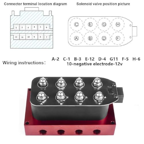 ZHSYMX 12V Solenoid 8-Valve Air Ride Suspension manifold valve Red with Control Panel Ship Type Switch, equipped with Five display air pressure gauge - Image 5