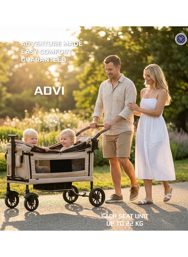 نيوبريز عربة أطفال مزدوجة قابلة للطي من  مع مظلة واقية من الشمس وحامل أكواب - Image 4