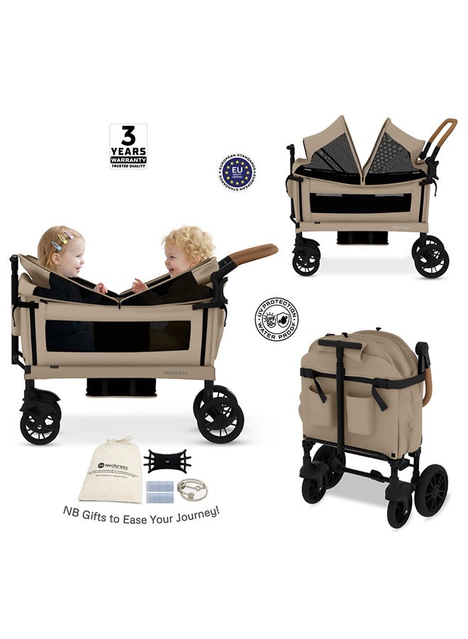 نيوبريز عربة أطفال مزدوجة قابلة للطي من  مع مظلة واقية من الشمس وحامل أكواب - Image 3