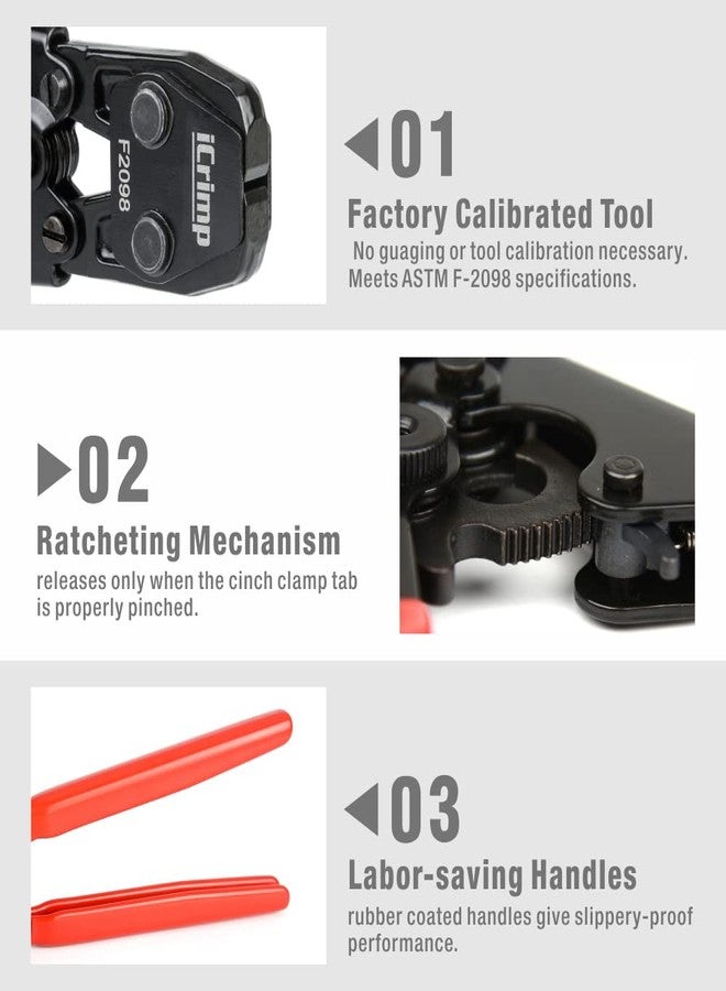 IWISS Ratcheting PEX Cinch Tool for Fastening Stainless Clamps from 3/8-Inch to 1-Inch with Calibration Gauge Suits ASTM F2098 and Non F2098 Ear Hose Clamps - Image 4
