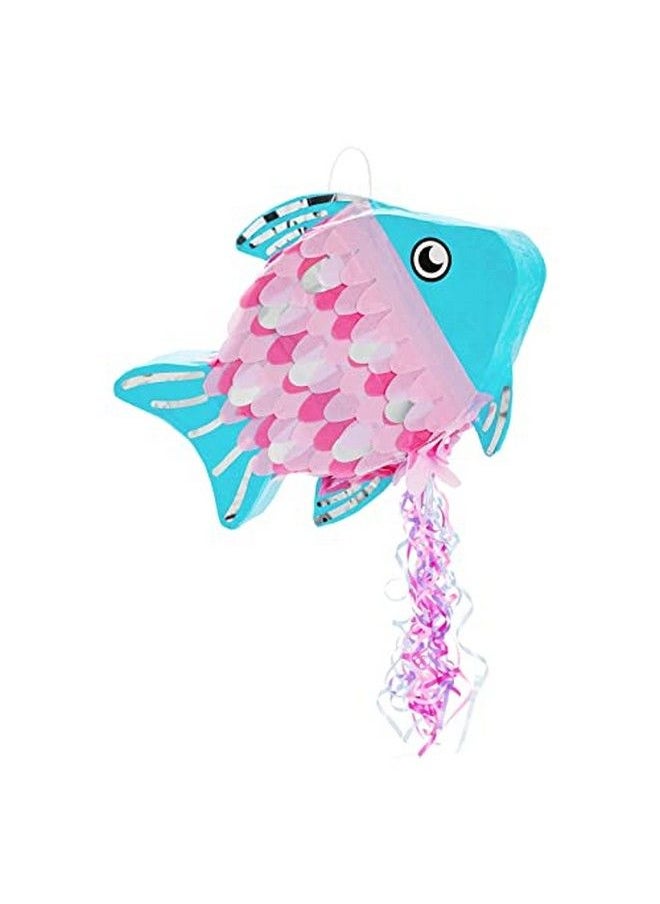 Blue Panda - Small Pull String Fish Pinata For Girls And Boys Under The Sea Party Decorations Ocean And Mermaid Theme Birthday Supplies Nautical Baby Shower (17 X 13 X 3 In) - Image 1