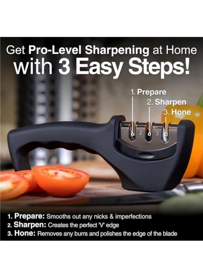 Kitchen Knife Sharpener Tool,Professional 3 Stage Manual Sharpener for Sharpening Kitchen Knives,Repair, Polish and Sharpen your Kitchen Knife Easily - Image 2