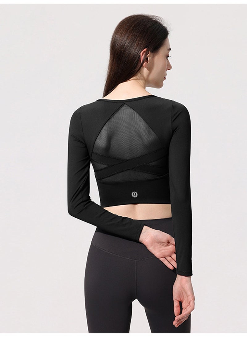 لولوليمون Lululemon اليوغا سترة مع وسادة الصدر القميص النسائي الأكمام الطويلة الرياضة الجافة السريعة الركض اللياقة البدنية الضيقة بيلاتيزي التدريب - Image 2