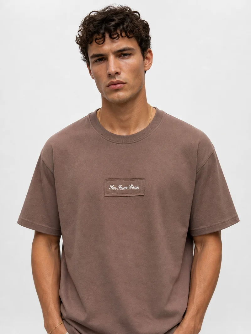 RESPIRE Men's FFB Embroidered Oversize T-Shirt, Brown