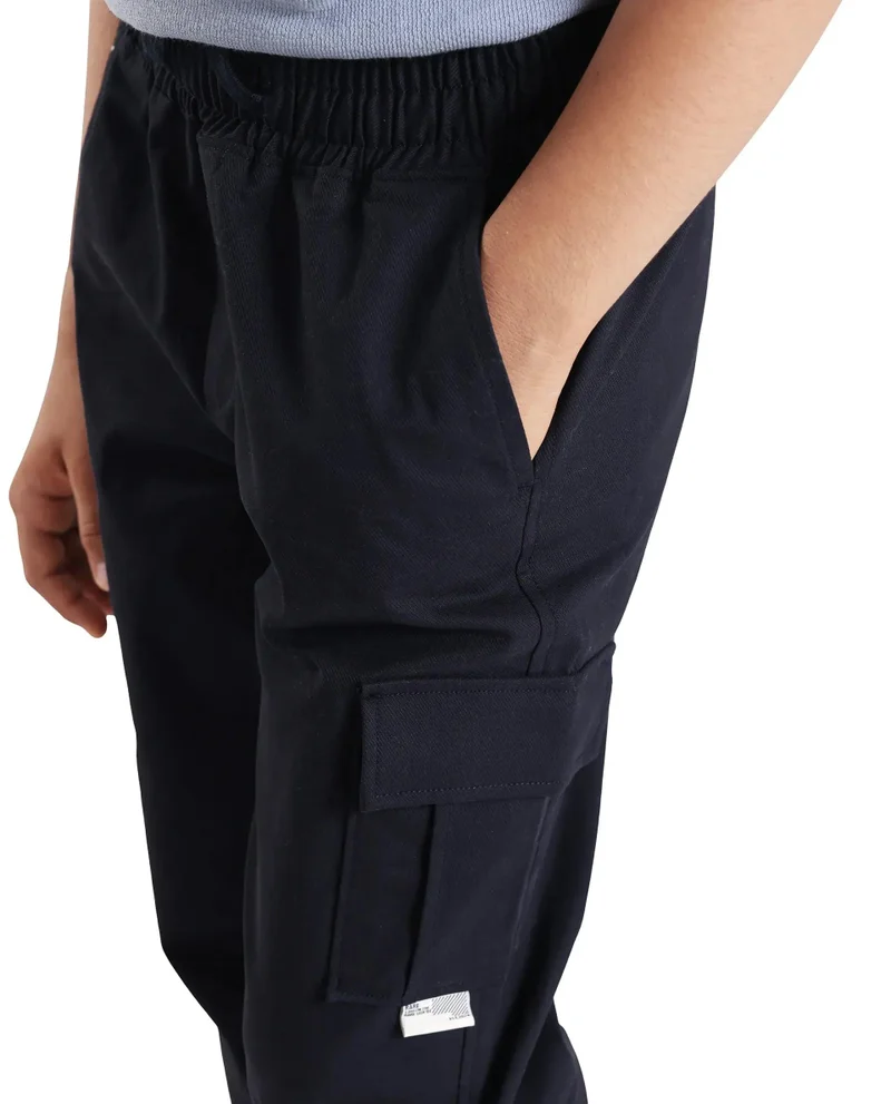 Rare Ones Rare Ones Kids Zash Navy Cotton Solid Button & Zip Closure Regular Fit Trouser