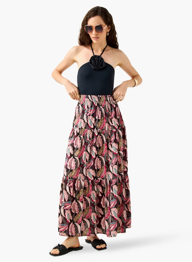 Splash FAV Printed Maxi Skirt with Elasticated Waistband