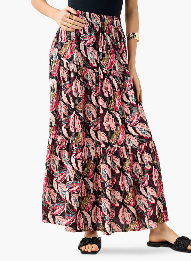 Splash FAV Printed Maxi Skirt with Elasticated Waistband - Image 1