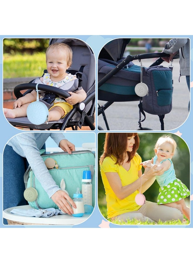 senbowe 2 Pack Silicone Pacifier Holder Case, Newborn Baby Portable Silicone Pacifier Case Cover Pouch for Diaper Bag - Image 4