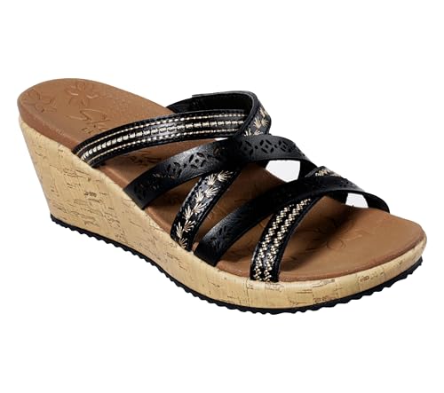 Skechers womens Beverlee - Tiger Posse Wedge Sandal, Black, 8 US - Image 3