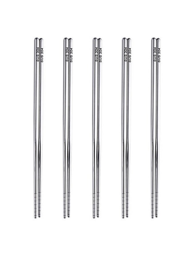 SOWUGI 5 Pairs 304 Stainless Steel Chopsticks Anti-Skid Anti-Hot Design Vacuum Long Lightweight Chopsticks Set Reusable Classic Style for Kitchen Dinner  - Image 1