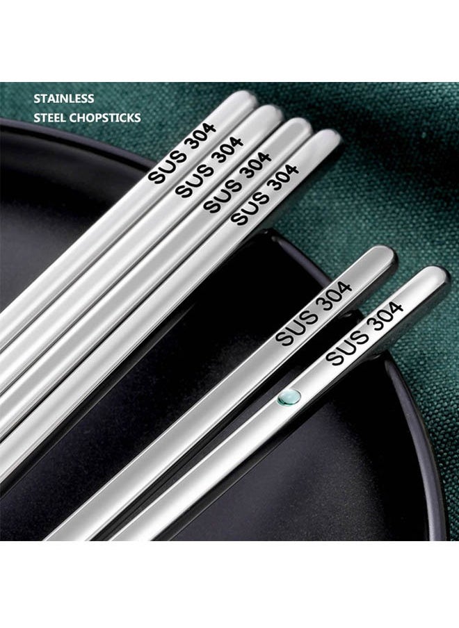 SOWUGI 5 Pairs 304 Stainless Steel Chopsticks Anti-Skid Anti-Hot Design Vacuum Long Lightweight Chopsticks Set Reusable Classic Style for Kitchen Dinner  - Image 2