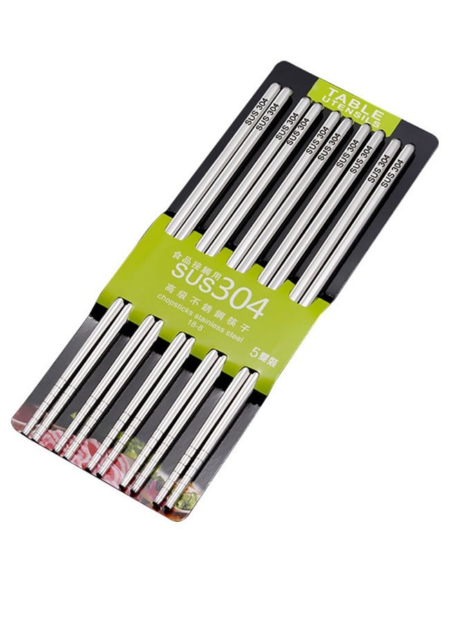 SOWUGI 5 Pairs 304 Stainless Steel Chopsticks Anti-Skid Anti-Hot Design Vacuum Long Lightweight Chopsticks Set Reusable Classic Style for Kitchen Dinner  - Image 5