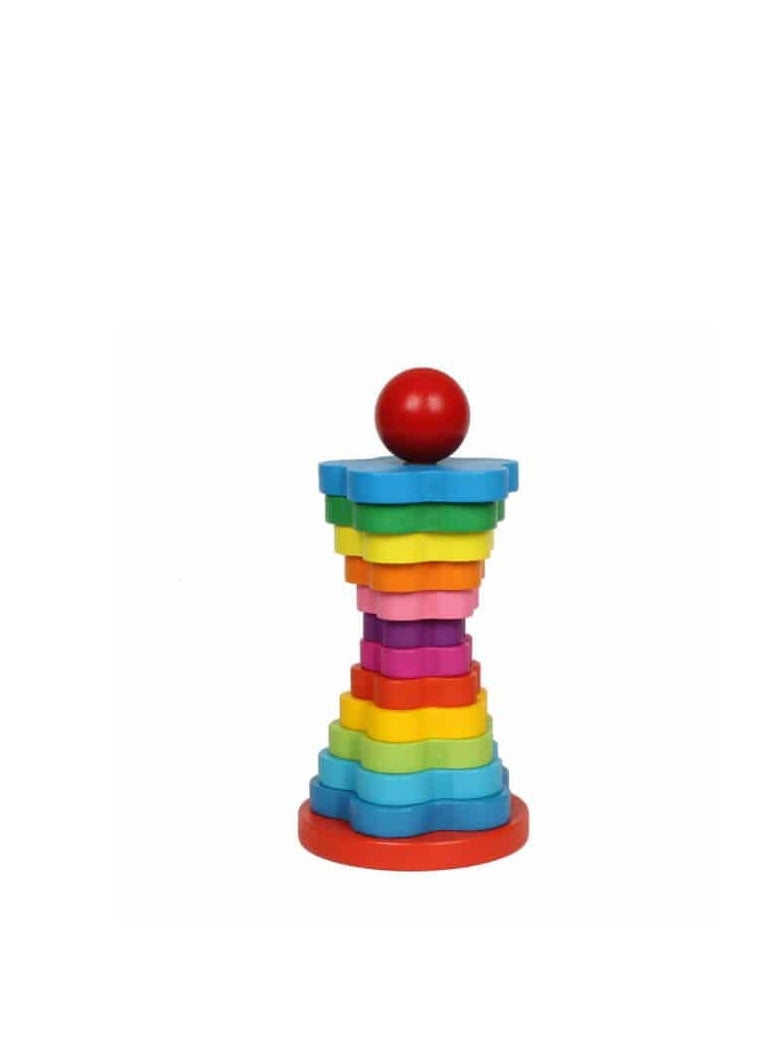 Factory Price Rainbow Tower Wooden Rainbow Stacking Rings  - Image 1