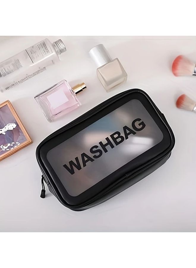 White Cosmetic Organizer Travel Makeup Bag Transparent Zipper Durable PVC Storage Pouch - Image 3