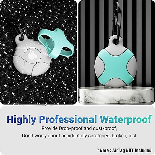 KACA IPX8 Waterproof Silicone Case Compatible with Apple AirTag - Full Protection, Keychain Included, Waterproof, Premium Food Grade Silicone, Scratch-Free, Safe for Kids and Pets [Green & Grey] - Image 4