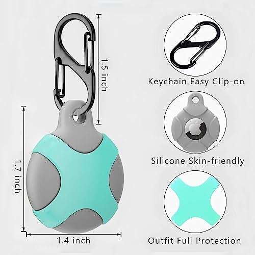 KACA IPX8 Waterproof Silicone Case Compatible with Apple AirTag - Full Protection, Keychain Included, Waterproof, Premium Food Grade Silicone, Scratch-Free, Safe for Kids and Pets [Green & Grey] - Image 3