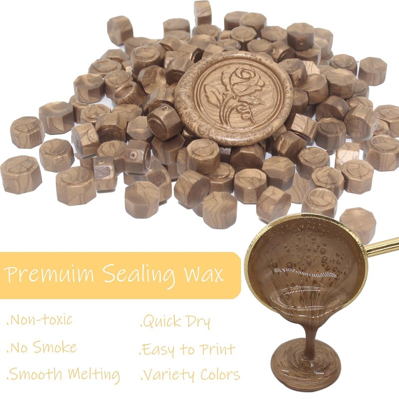 Andotopee 600pcs Bronze Wax Seal Beads, Premium Sealing Wax Beads for Stamp Seals, Octagon Wax Pellets Refill Pack for Wax Seal Kit, Wedding Invitation Decor, Letter Envelope Seal, DIY Crafts - Image 3