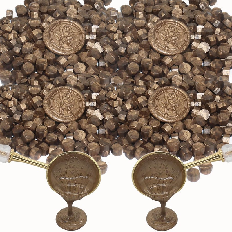 Andotopee 600pcs Bronze Wax Seal Beads, Premium Sealing Wax Beads for Stamp Seals, Octagon Wax Pellets Refill Pack for Wax Seal Kit, Wedding Invitation Decor, Letter Envelope Seal, DIY Crafts - Image 1