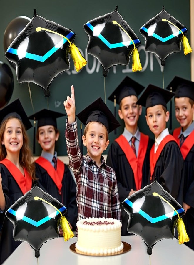 فيبسنو مجموعة فيبسناو من 10 بالونات فويل على شكل قبعات تخرج، مقاس 22 بوصة، بالونات مايلر سوداء للتخرج، زينة لحفلات التخرج لعام 2025 - Image 3
