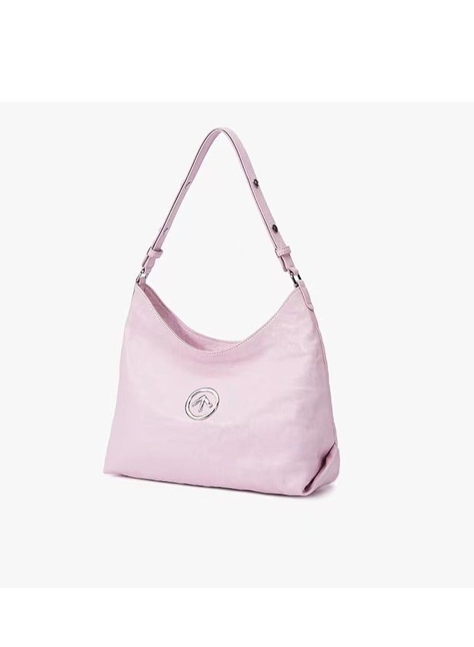 جي تي حقيبة كتف جلدية مطوية بعلامة ذهبية من GROTTO STONE-HOBO - Image 1