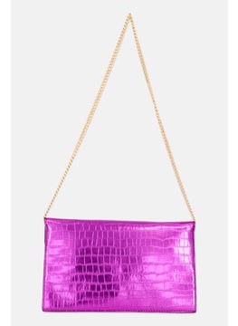 Moda Luxe Women Textured Clutch Bag 20 H x 29 L x 2 W cm, Bright Pink  - Image 2