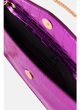 Moda Luxe Women Textured Clutch Bag 20 H x 29 L x 2 W cm, Bright Pink  - Image 3