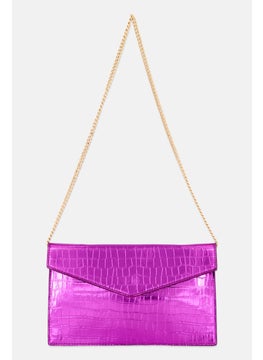 Moda Luxe Women Textured Clutch Bag 20 H x 29 L x 2 W cm, Bright Pink  - Image 1