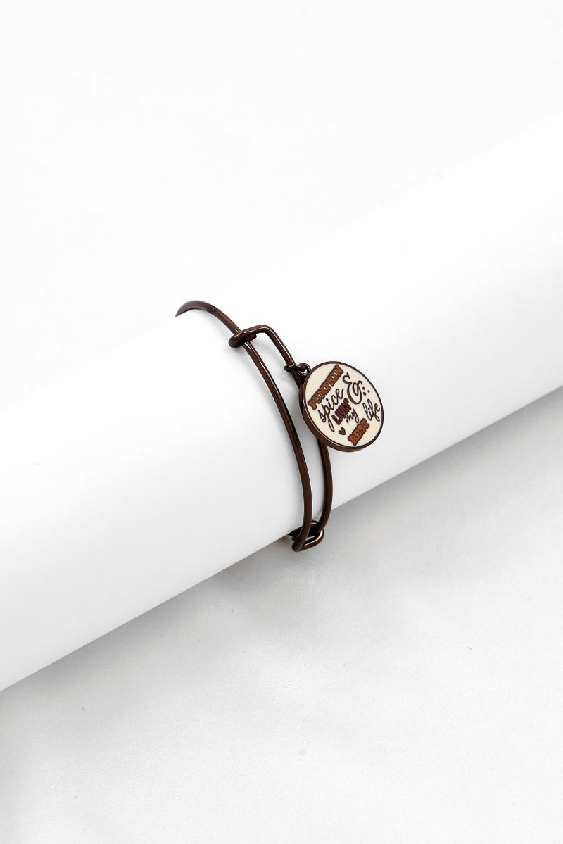 ALEX AND ANI Women Pumpkin Spice and Livin My Best Life Bracelet, Brown  - Image 1