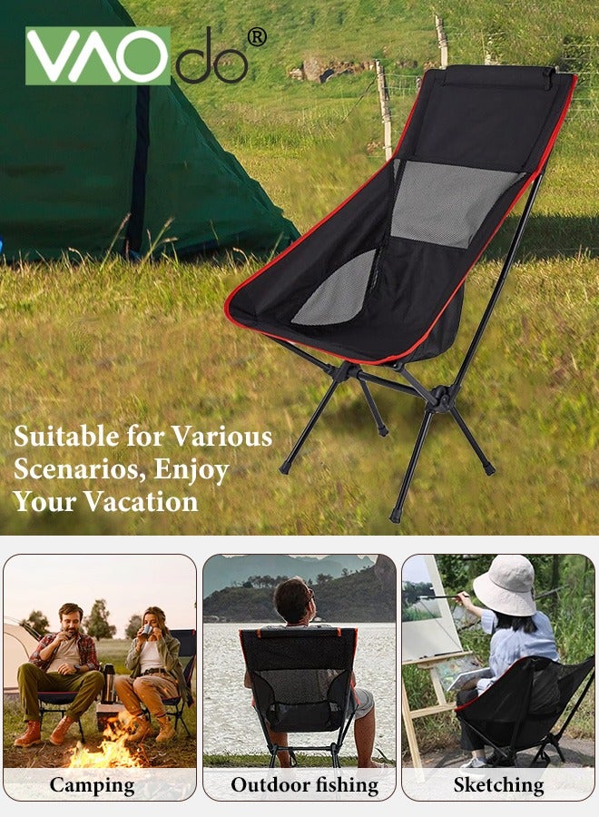 VAOdo Lightweight Portable Camping Chairs High Back Stable Foldable Compact Chair Backpacking Chair for Outdoor Camp, Travel, Beach, Picnic, Festival, Hiking, Backpacking, Supports - Image 2