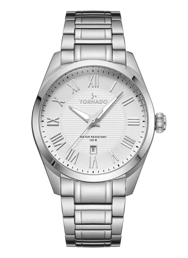 تورنيدو Tornado CLASSIC ANALOG T8007-SBSW Men's Analog Display Watch & Stainless Steel Strap Silver