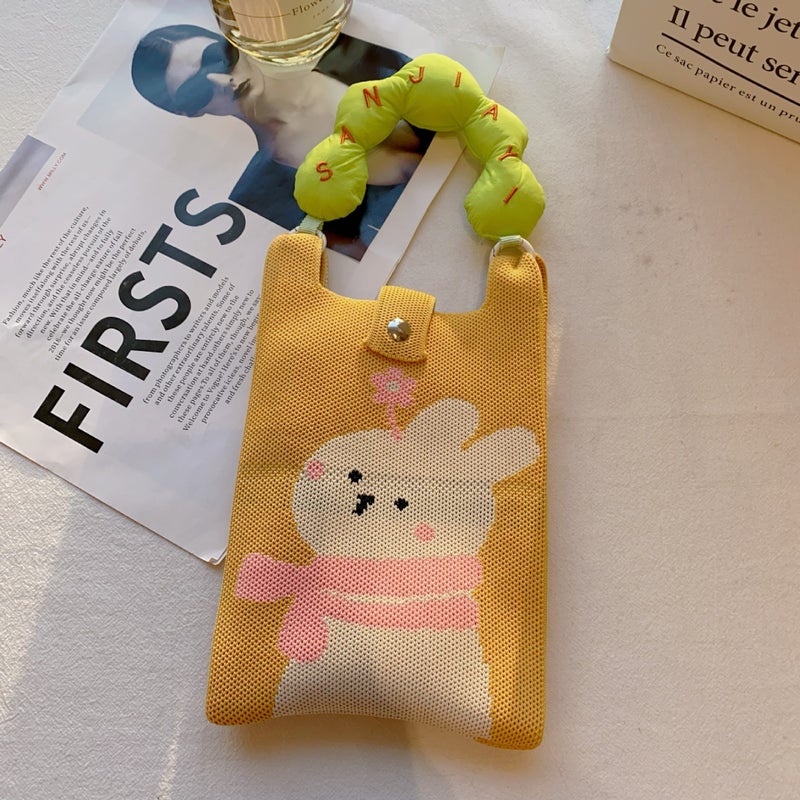 Original Cute Cartoon Knitted Mobile Phone Bag Women'S Crossbody Small Bag Travel Portable Hand Bag - Image 3