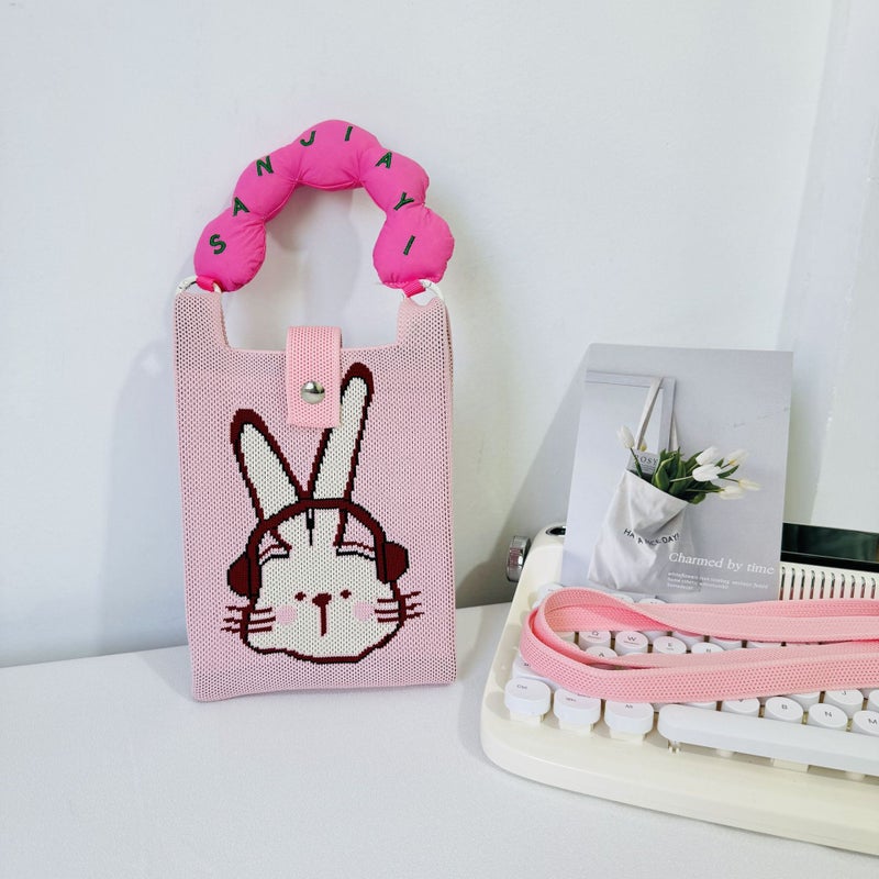 Original Cute Cartoon Knitted Mobile Phone Bag Women'S Crossbody Small Bag Travel Portable Hand Bag - Image 1