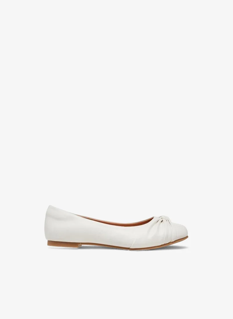 Little Missy WHITE Knot Accent Slip-On Ballerina Shoes for Women | Best Price UAE