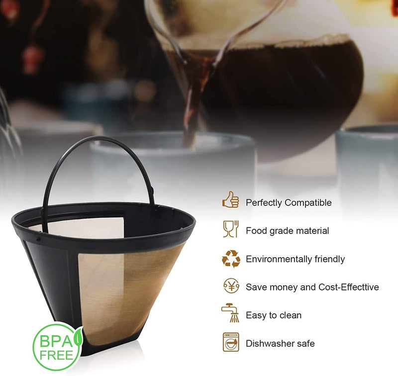 FUNI 1PC Permanent Reusable 4 Cone Shape Coffee Filter Mesh Basket Stainless New - Image 4